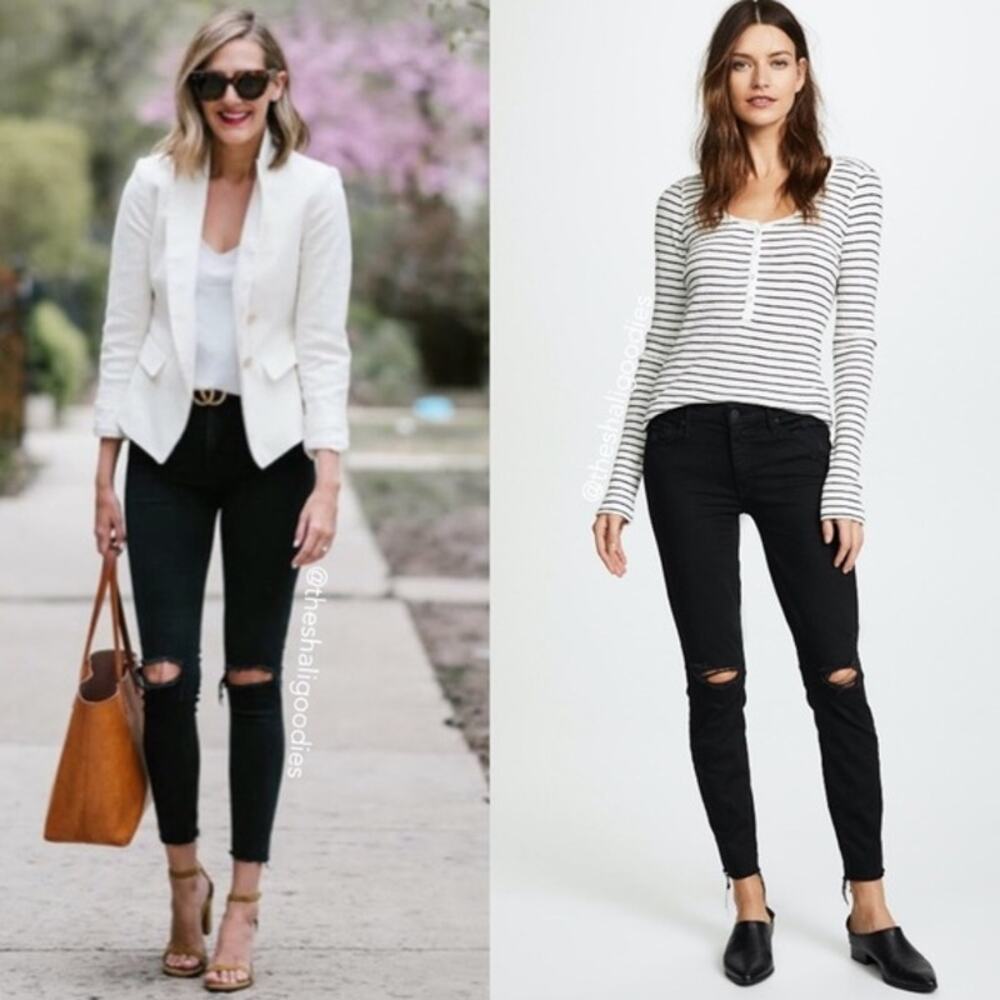 Mother The‎ Looker Ankle Fray Jeans in Guilty As Sin Size 27